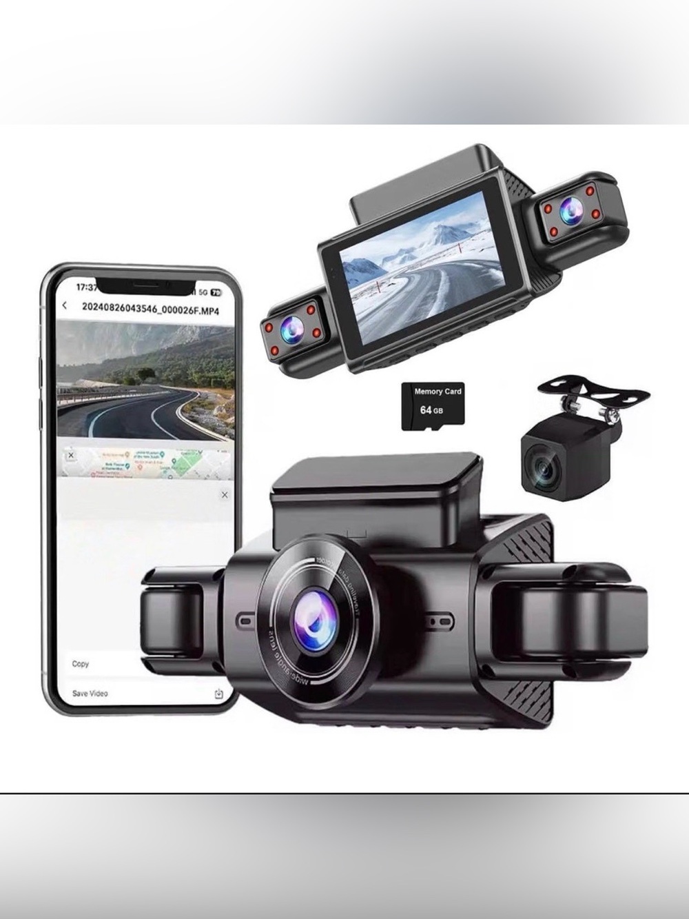 4 Channel Dash Cam for Cars, Camera HD